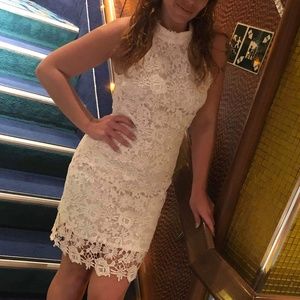 White Collar Cocktail Lace Dress